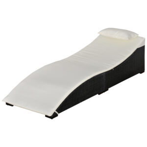 Pat Sezlong Pliabil din Ratan Sintetic pentru Gradina, Terasa si Exterior, 198x68x50cm