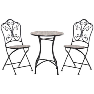 Set de gradina in stil bistro cu 3 piese, cu masa de cafea si 2 scaune pliabile