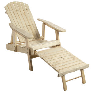 Fotoliu sezlong Adirondack in Lemn de Extern cu Taburet