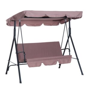 Leagan de Gradina 3 cu Acoperis Parasolar Inclinabil in Otel, Maro