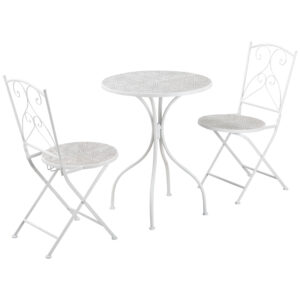 Set de Gradina 3 Piese, din Metal si Ceramica, Alb