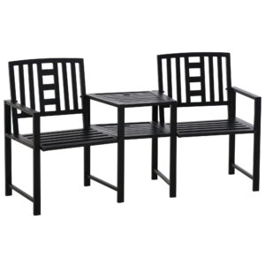 Set Masuta si Scaune de Gradina de Exterior din Metal Negru