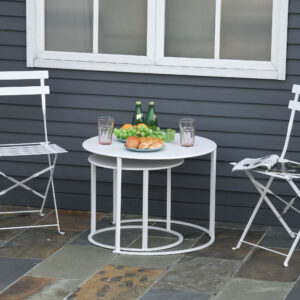 Set 2 Masute deSalon s Gradina Economisesc Spatiul Se Stivuiesc, Masute de Cafea din Fierr, Alb