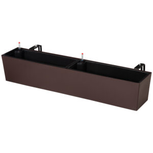 Jardiniera de Balcon cu Carlig pentru Balustrada Reglabila, Indicator Nivel Apa si Disc cu Auto-Irigare, 99x18x19cm