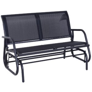 Banca tip Leagan 2Locuri in Metal, Negru, 123x70x87cm?ÿ