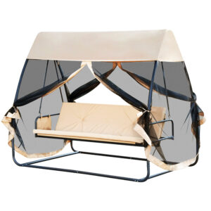 Balansor Pat cu 3 locuri si Plasa de tantari, culoare Coffee