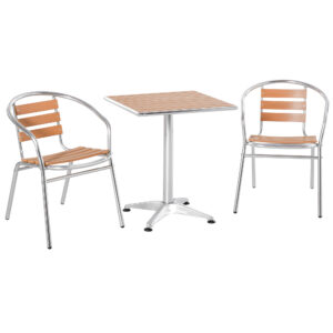 Set de Masa si Scaune de Gradina si Exterior 3 Piese din Aluminiu